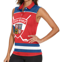 Czech Republic Ice Hockey Custom Women Sleeveless Polo Shirt Czechia Lion Shield Red Version
