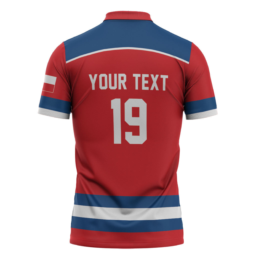 Czech Republic Ice Hockey Custom Zipper Polo Shirt Czechia Lion Shield Red Version