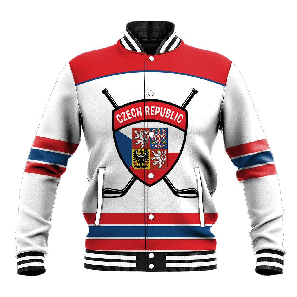 Czech Republic Ice Hockey Custom Baseball Jacket Czechia Lion Shield White Version