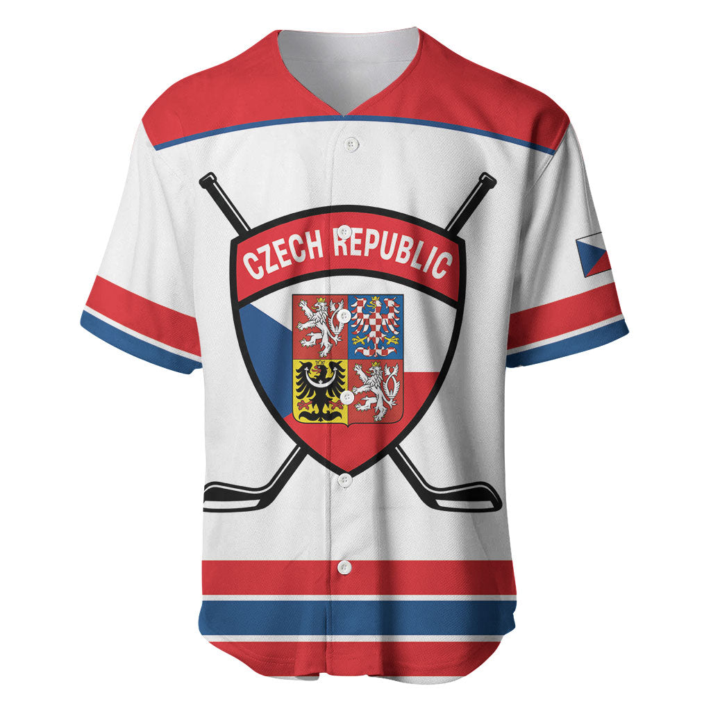 Czech Republic Ice Hockey Custom Baseball Jersey Czechia Lion Shield White Version