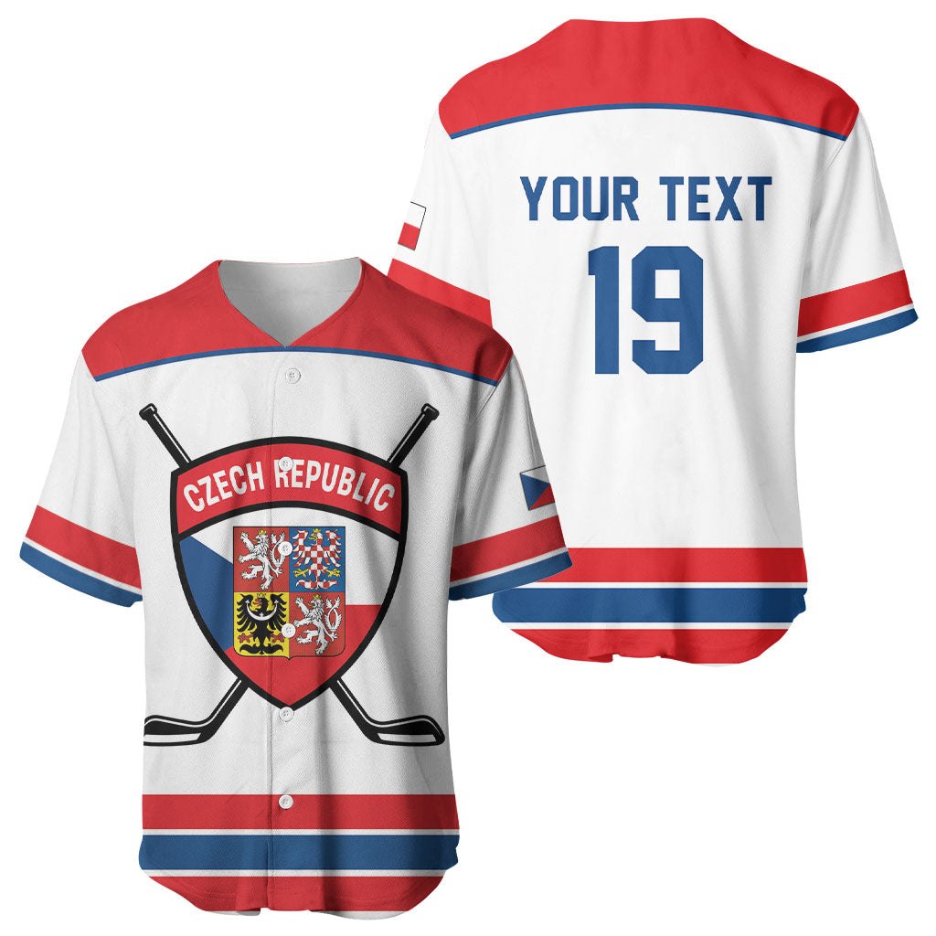 Czech Republic Ice Hockey Custom Baseball Jersey Czechia Lion Shield White Version