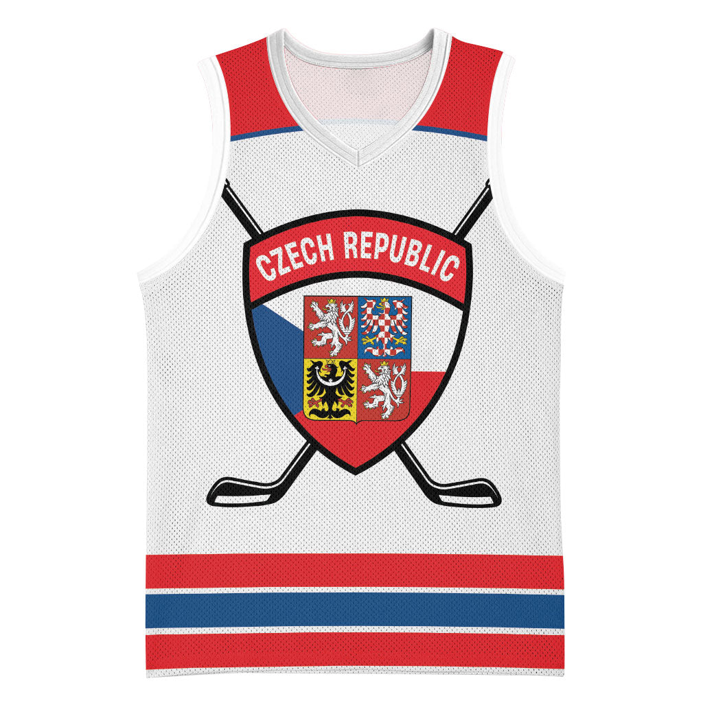 Czech Republic Ice Hockey Custom Basketball Jersey Czechia Lion Shield White Version
