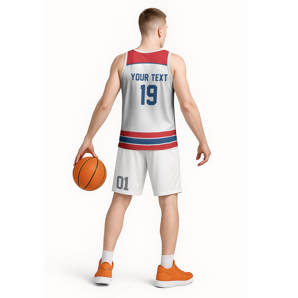 Czech Republic Ice Hockey Custom Basketball Jersey Czechia Lion Shield White Version