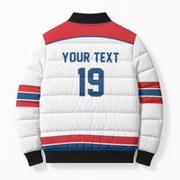 Czech Republic Ice Hockey Custom Bomber Puffer Jacket Czechia Lion Shield White Version