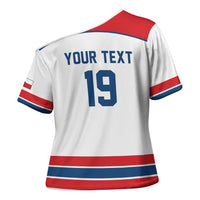 Czech Republic Ice Hockey Custom Cross Shoulder Shirt Czechia Lion Shield White Version