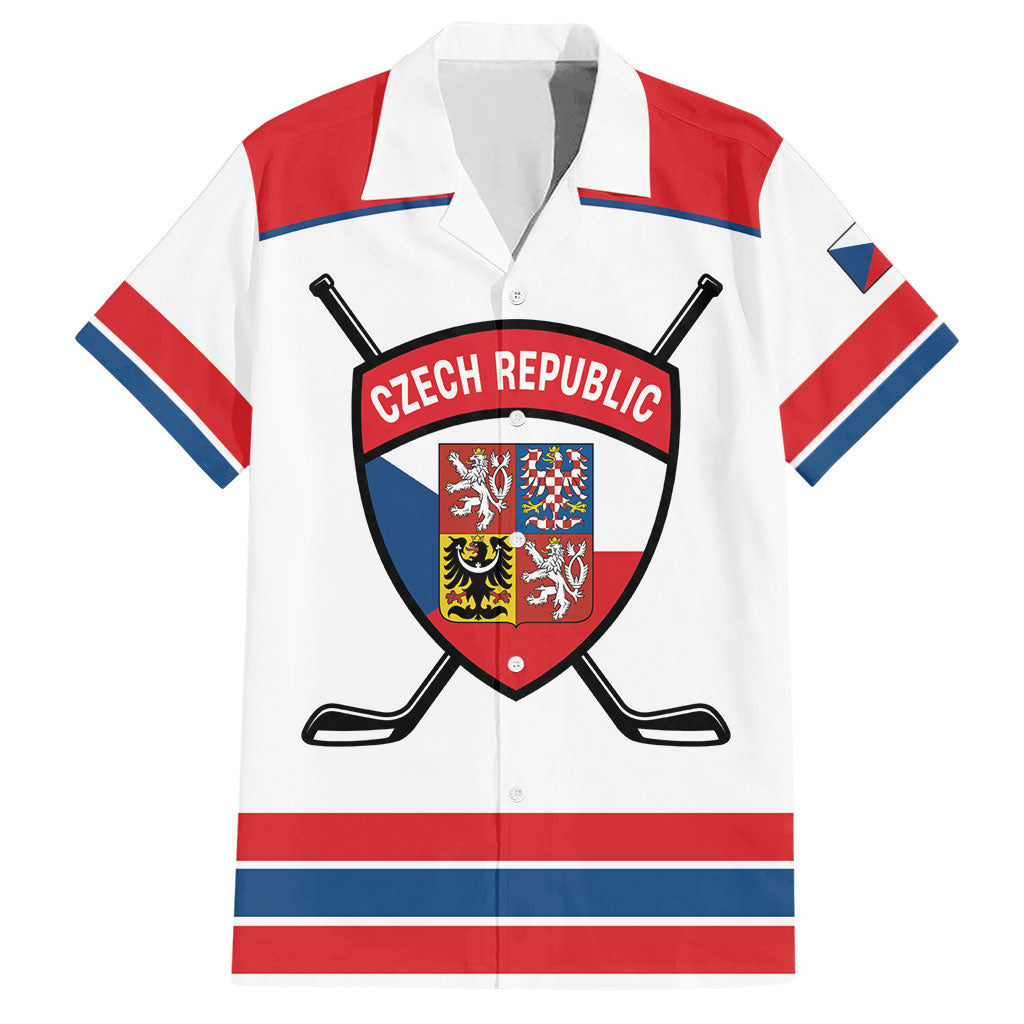 Czech Republic Ice Hockey Custom Hawaiian Shirt Czechia Lion Shield White Version