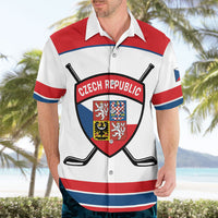 Czech Republic Ice Hockey Custom Hawaiian Shirt Czechia Lion Shield White Version