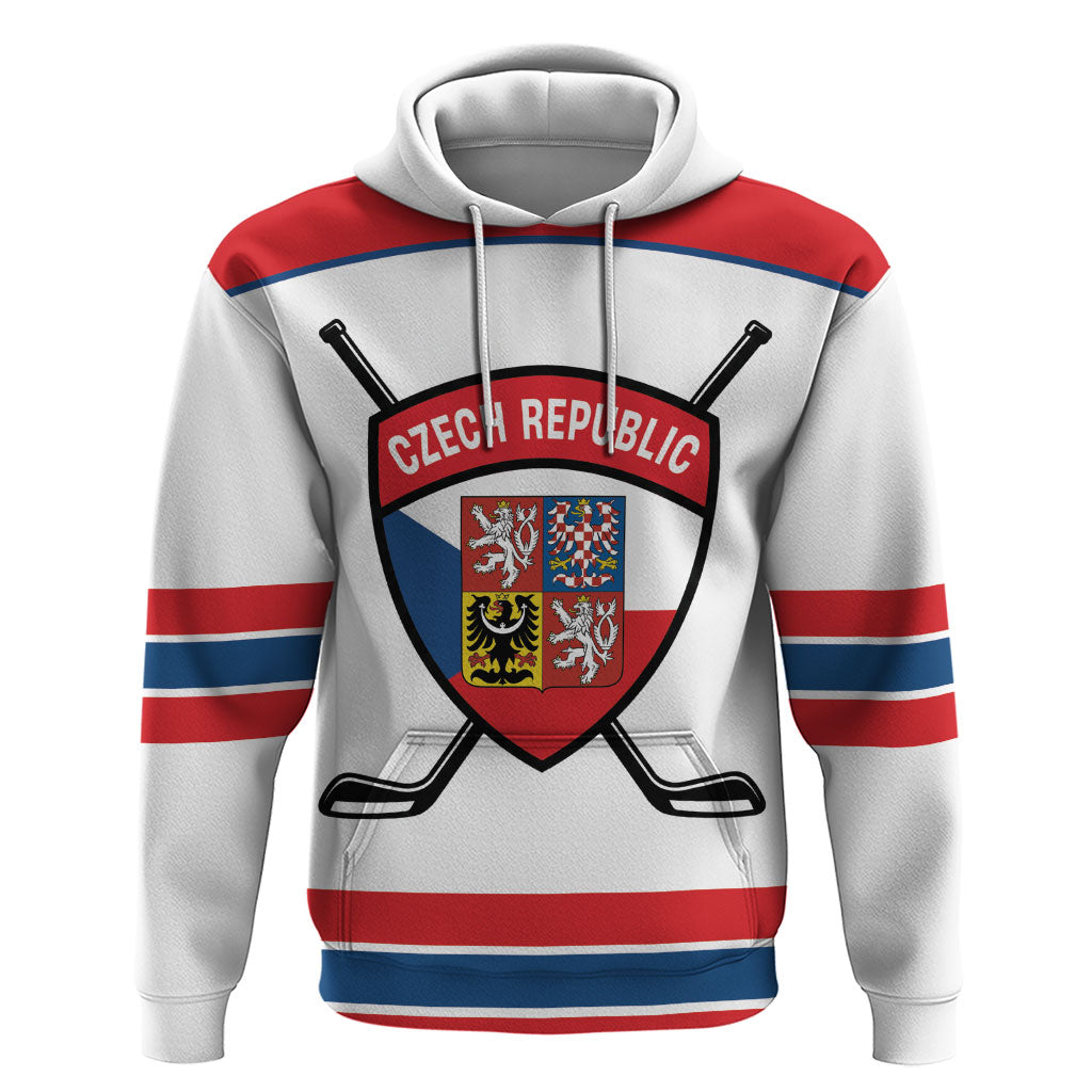 Czech Republic Ice Hockey Custom Hoodie Czechia Lion Shield White Version