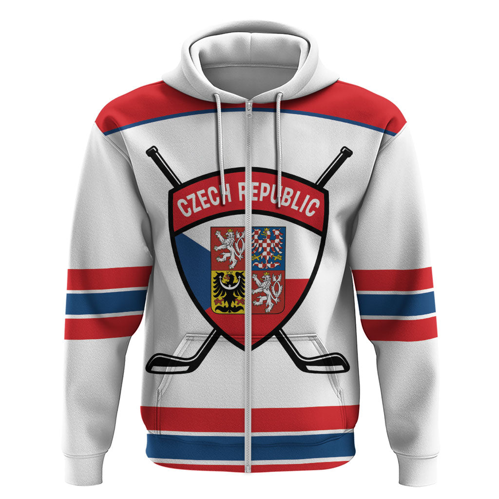 Czech Republic Ice Hockey Custom Hoodie Czechia Lion Shield White Version