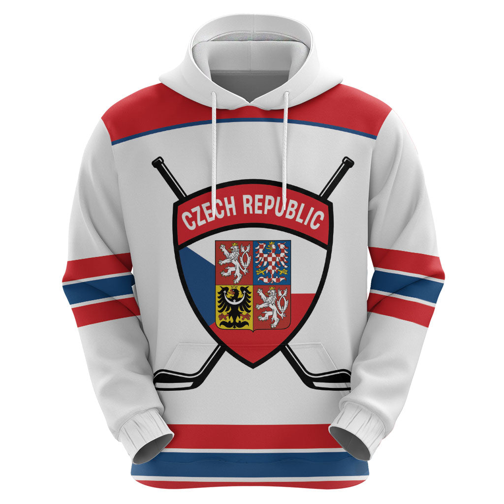 Czech Republic Ice Hockey Custom Hoodie Czechia Lion Shield White Version