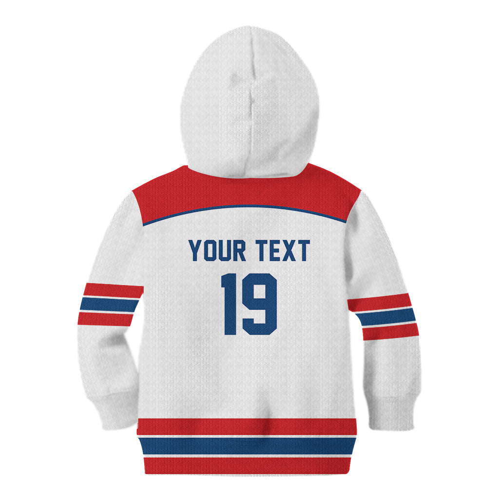 Czech Republic Ice Hockey Custom Kid Hoodie Czechia Lion Shield White Version