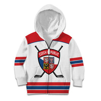 Czech Republic Ice Hockey Custom Kid Hoodie Czechia Lion Shield White Version