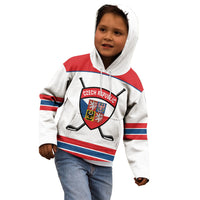 Czech Republic Ice Hockey Custom Kid Hoodie Czechia Lion Shield White Version