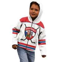 Czech Republic Ice Hockey Custom Kid Hoodie Czechia Lion Shield White Version