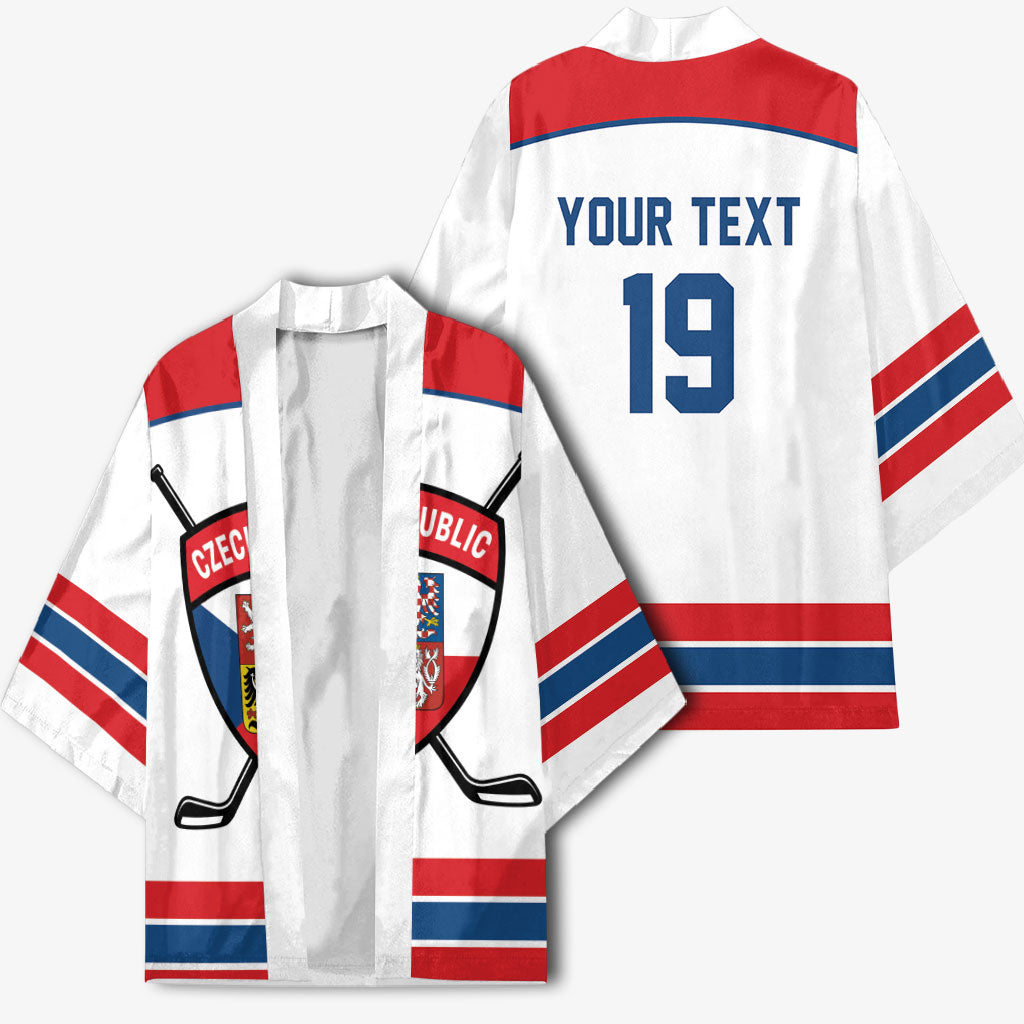 Czech Republic Ice Hockey Custom Kimono Czechia Lion Shield White Version