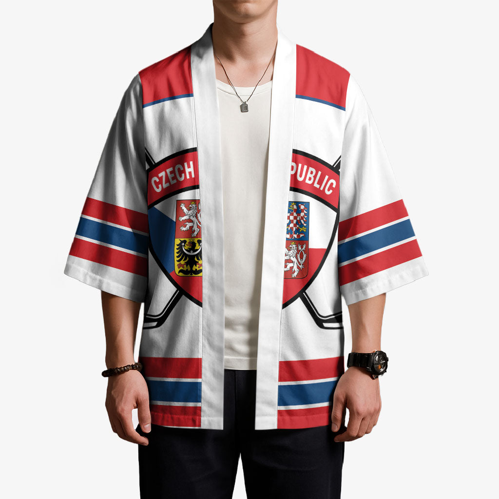 Czech Republic Ice Hockey Custom Kimono Czechia Lion Shield White Version