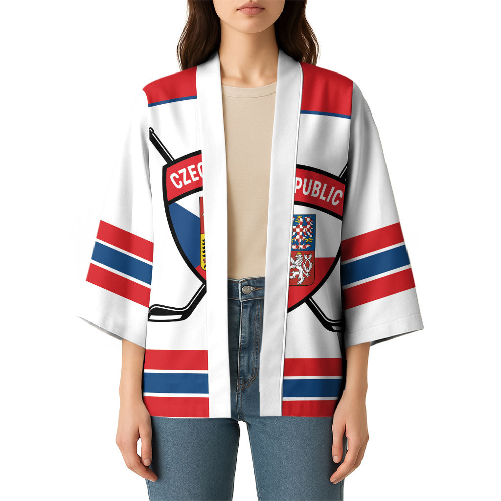 Czech Republic Ice Hockey Custom Kimono Czechia Lion Shield White Version