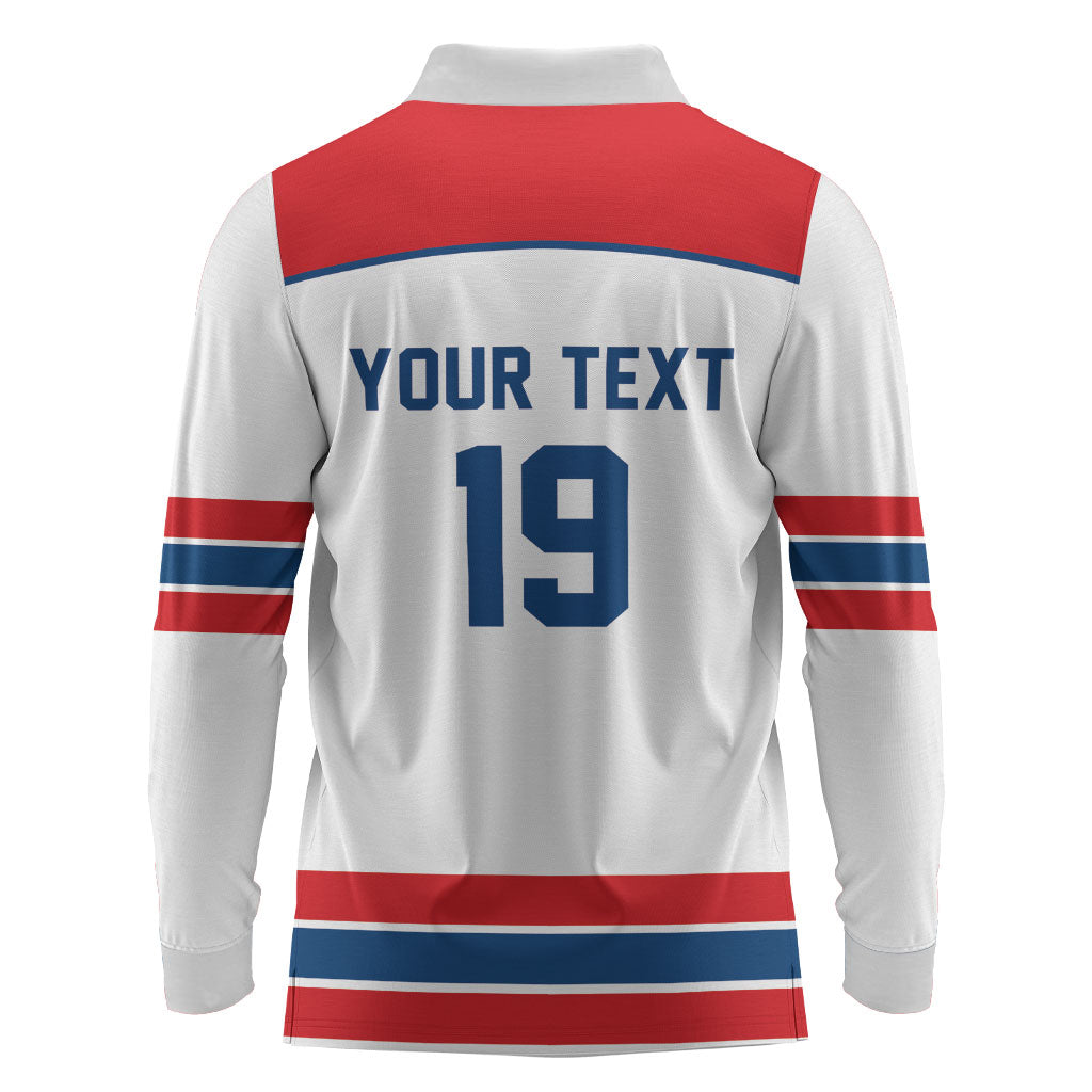 Czech Republic Ice Hockey Custom Long Sleeve Polo Shirt Czechia Lion Shield White Version