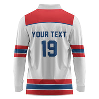 Czech Republic Ice Hockey Custom Long Sleeve Polo Shirt Czechia Lion Shield White Version