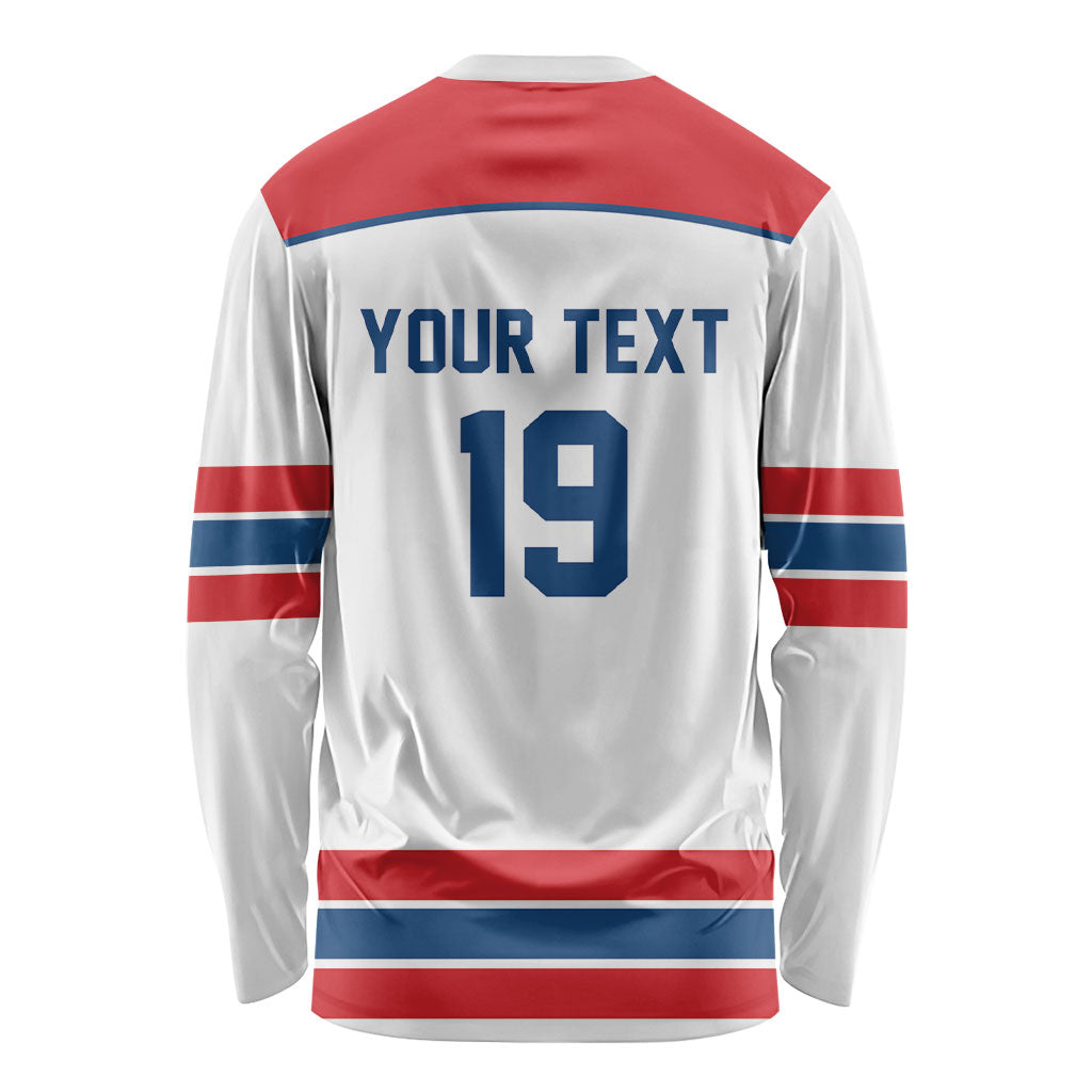 Czech Republic Ice Hockey Custom Long Sleeve Shirt Czechia Lion Shield White Version