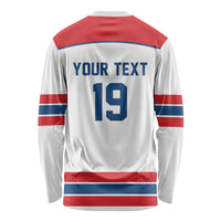 Czech Republic Ice Hockey Custom Long Sleeve Shirt Czechia Lion Shield White Version