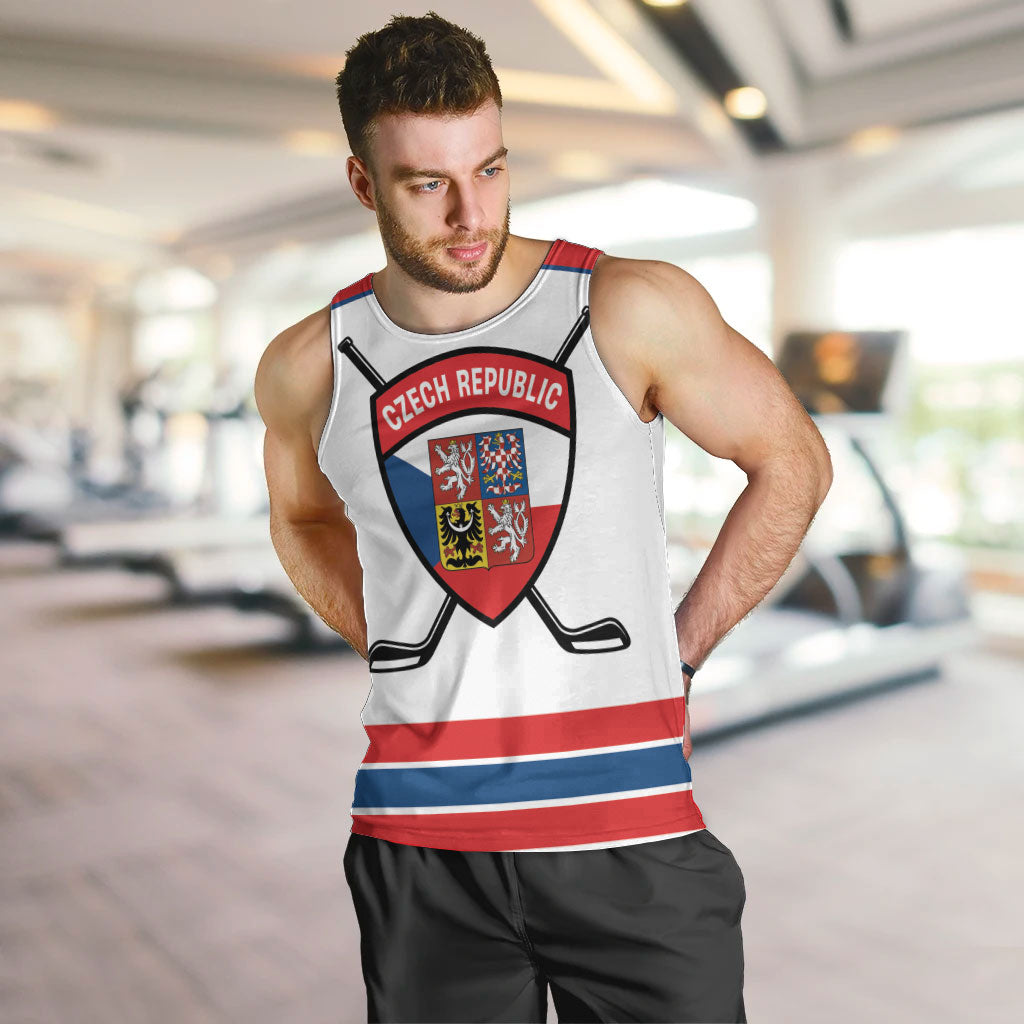 Czech Republic Ice Hockey Custom Men Tank Top Czechia Lion Shield White Version