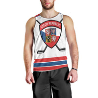 Czech Republic Ice Hockey Custom Men Tank Top Czechia Lion Shield White Version