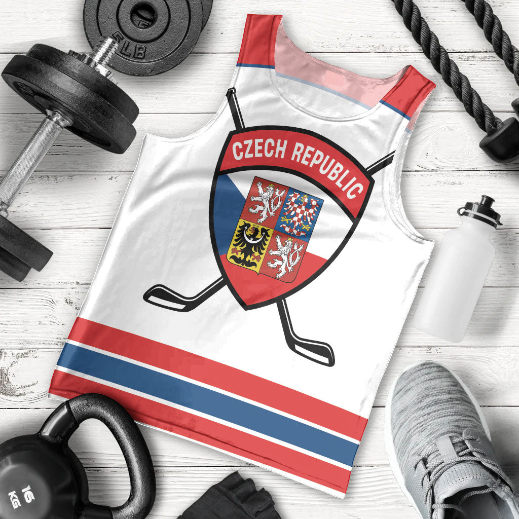 Czech Republic Ice Hockey Custom Men Tank Top Czechia Lion Shield White Version