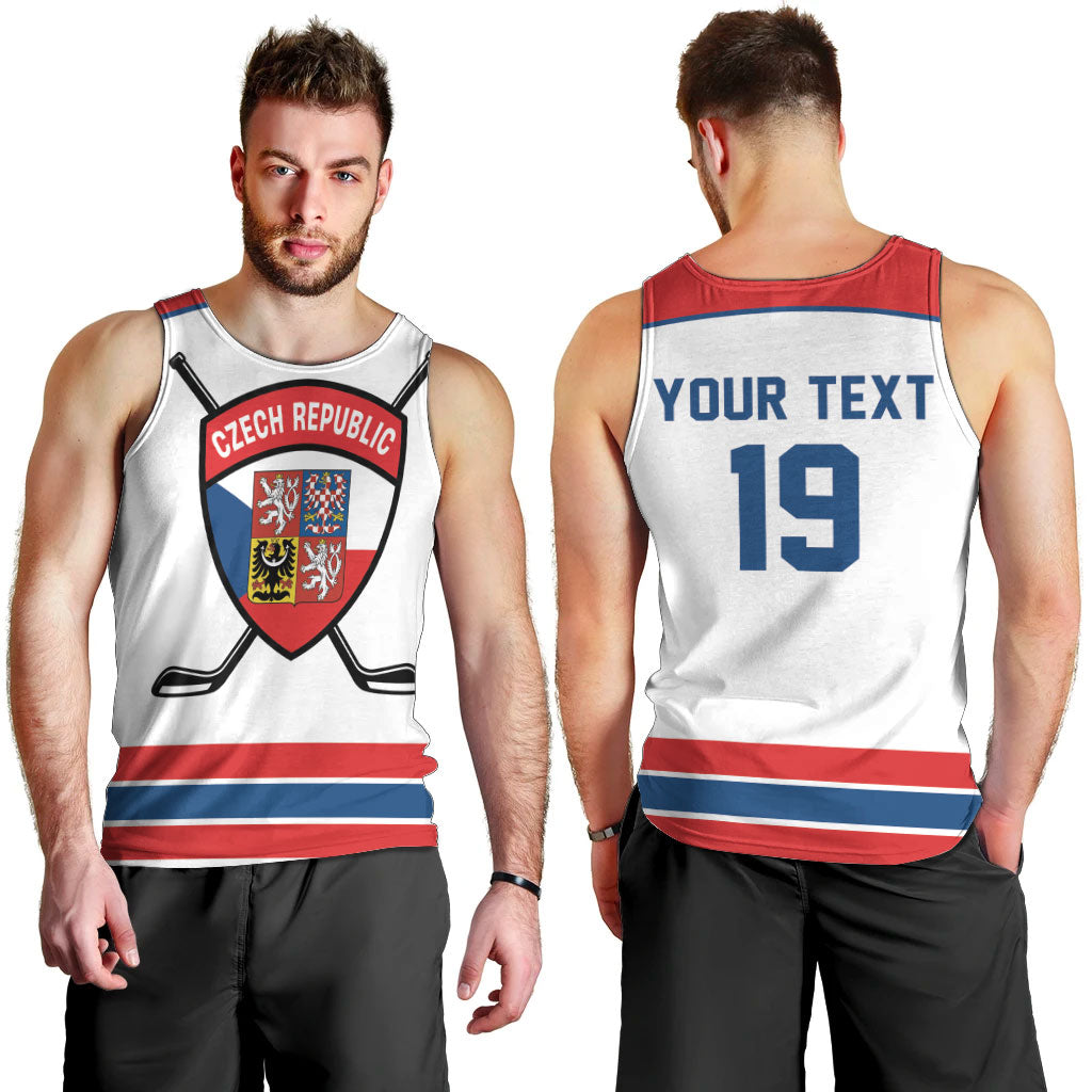 Czech Republic Ice Hockey Custom Men Tank Top Czechia Lion Shield White Version