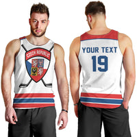 Czech Republic Ice Hockey Custom Men Tank Top Czechia Lion Shield White Version