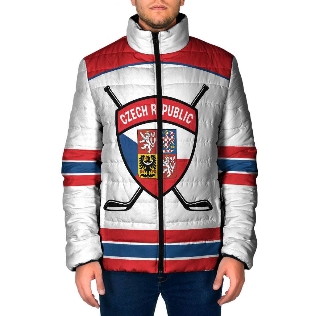 Czech Republic Ice Hockey Custom Padded Jacket Czechia Lion Shield White Version