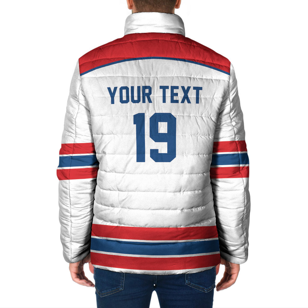 Czech Republic Ice Hockey Custom Padded Jacket Czechia Lion Shield White Version