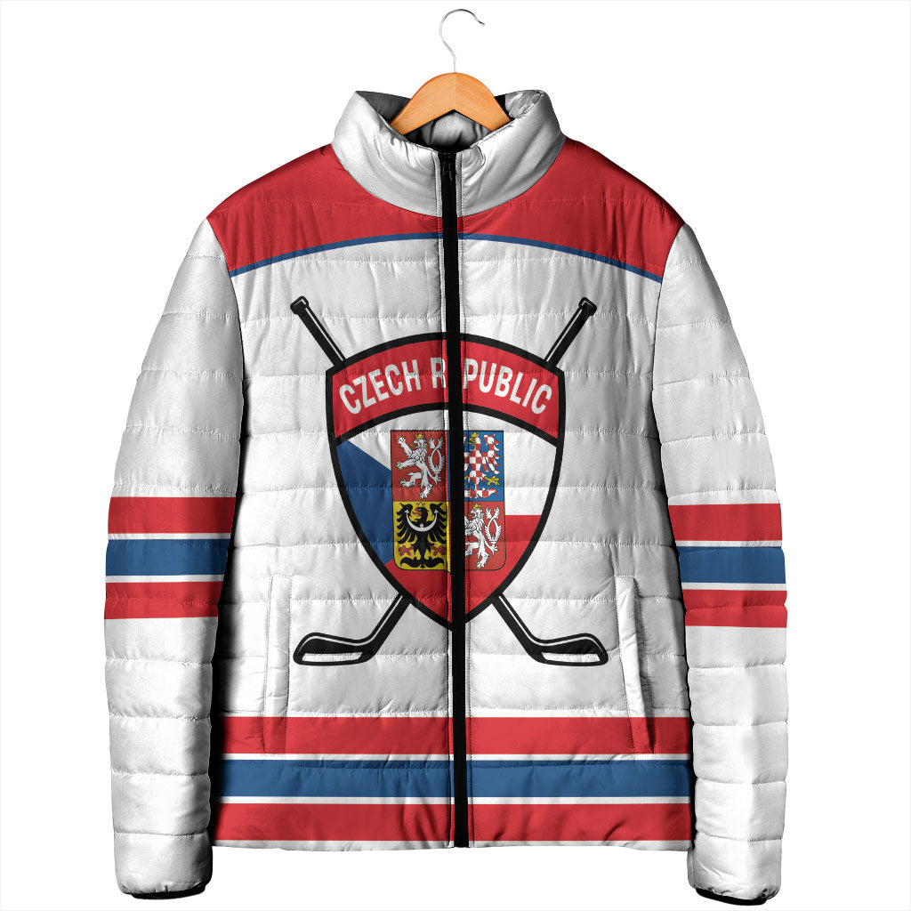 Czech Republic Ice Hockey Custom Padded Jacket Czechia Lion Shield White Version