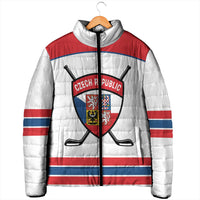 Czech Republic Ice Hockey Custom Padded Jacket Czechia Lion Shield White Version
