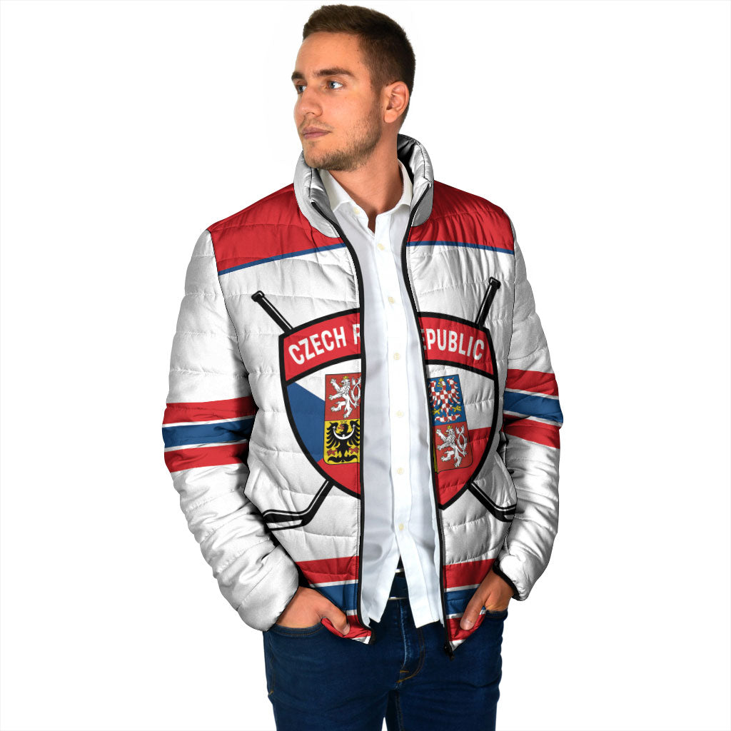 Czech Republic Ice Hockey Custom Padded Jacket Czechia Lion Shield White Version