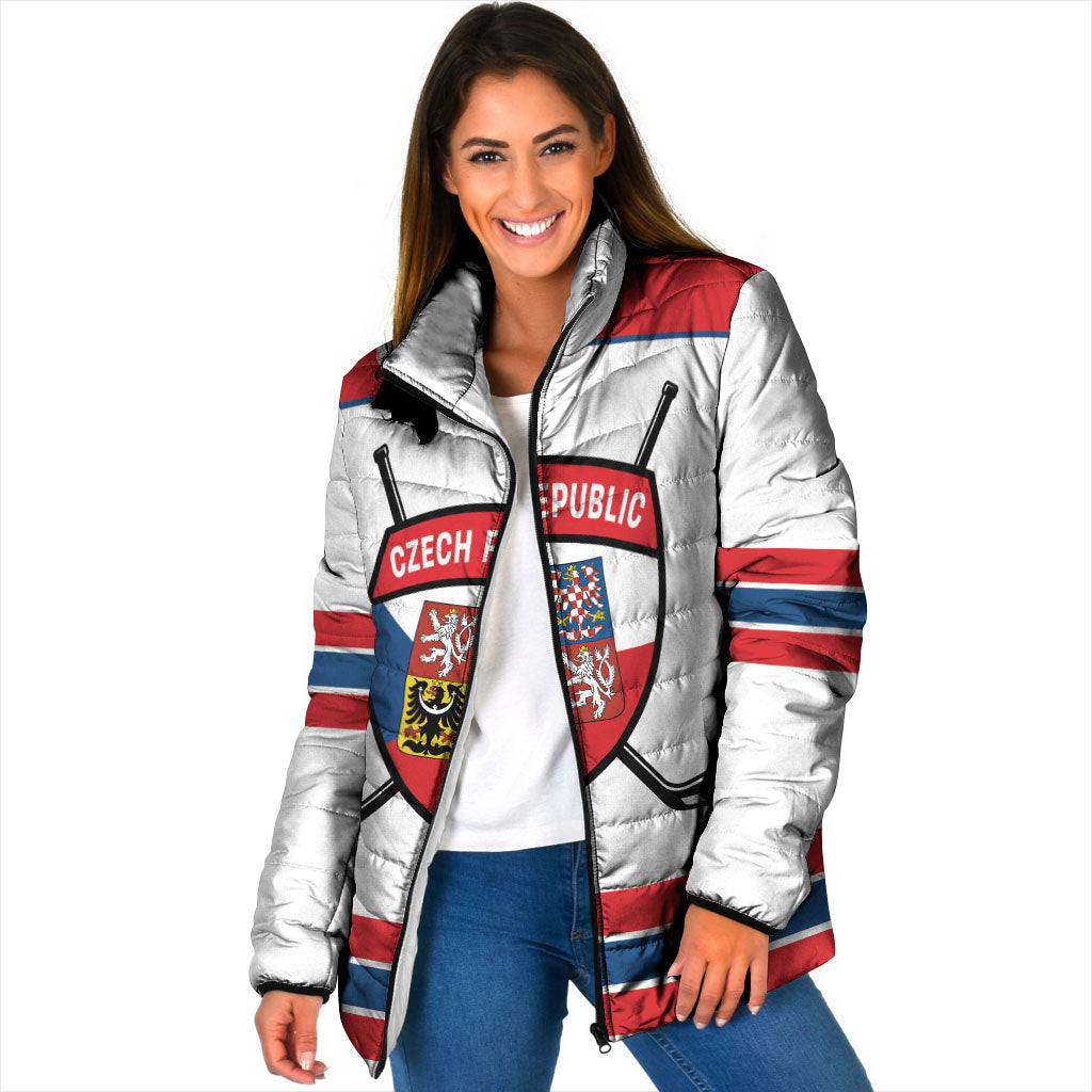 Czech Republic Ice Hockey Custom Padded Jacket Czechia Lion Shield White Version
