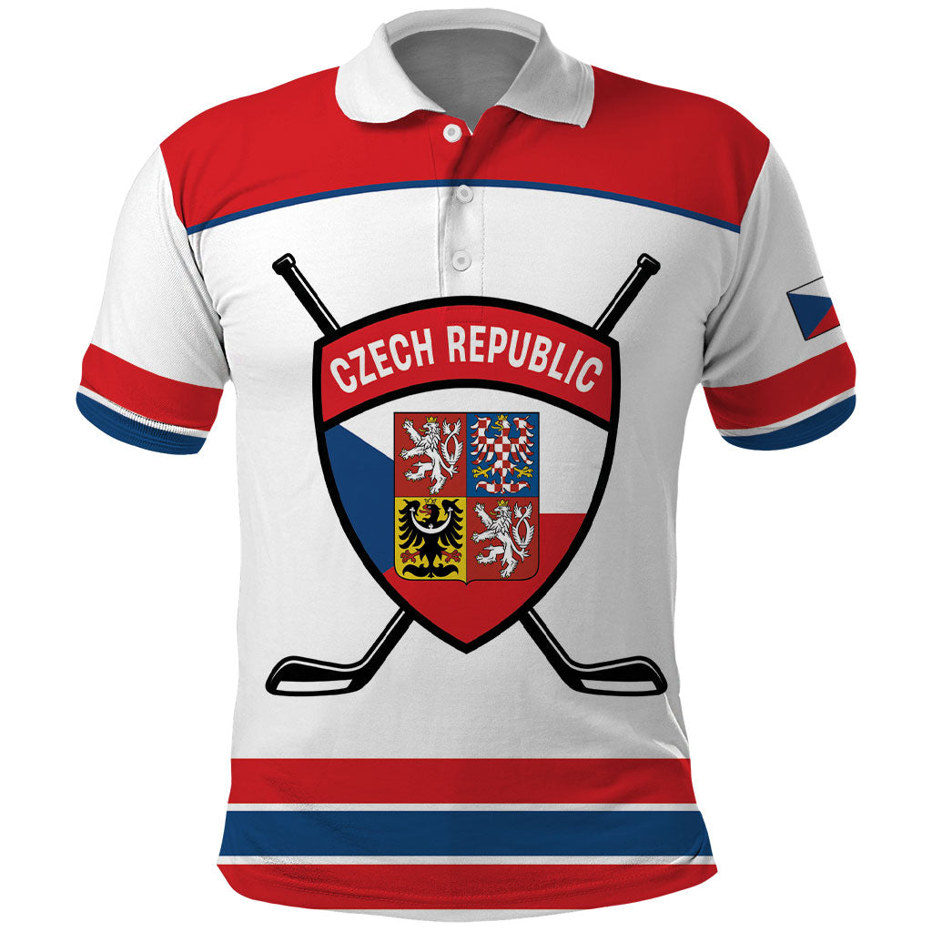 Czech Republic Ice Hockey Custom Polo Shirt Czechia Lion Shield White Version