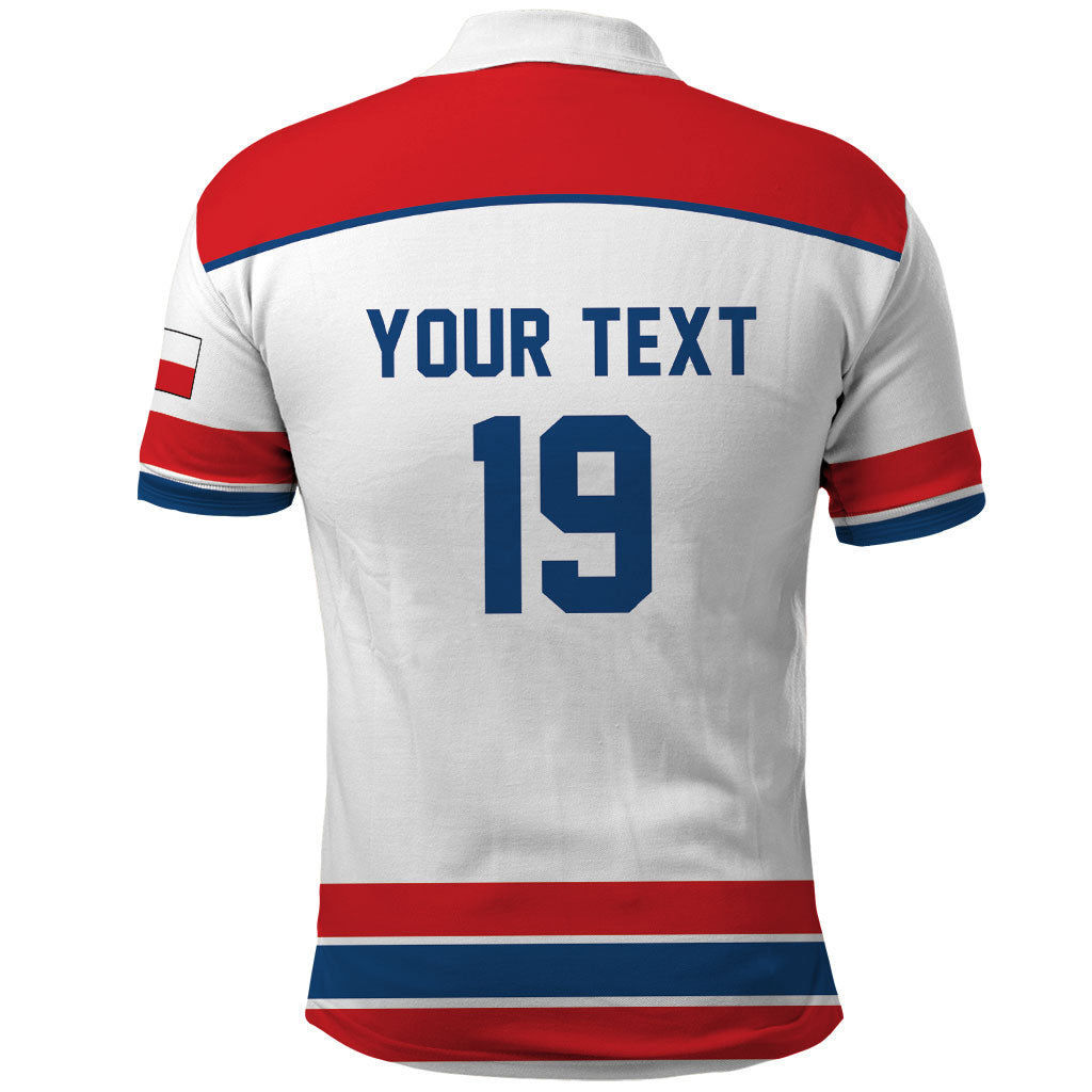 Czech Republic Ice Hockey Custom Polo Shirt Czechia Lion Shield White Version