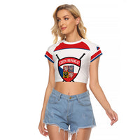 Czech Republic Ice Hockey Custom Raglan Cropped T Shirt Czechia Lion Shield White Version