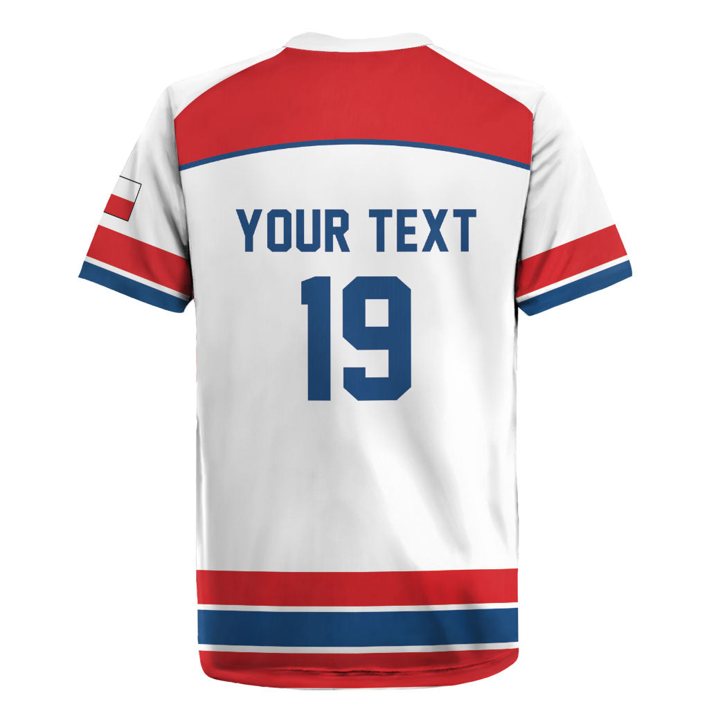 Czech Republic Ice Hockey Custom Rugby Jersey Czechia Lion Shield White Version