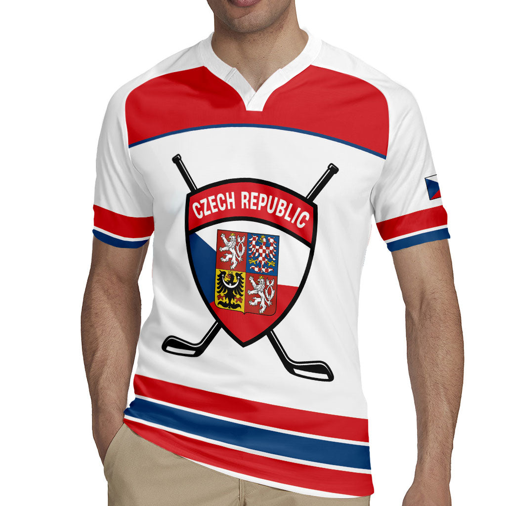 Czech Republic Ice Hockey Custom Rugby Jersey Czechia Lion Shield White Version