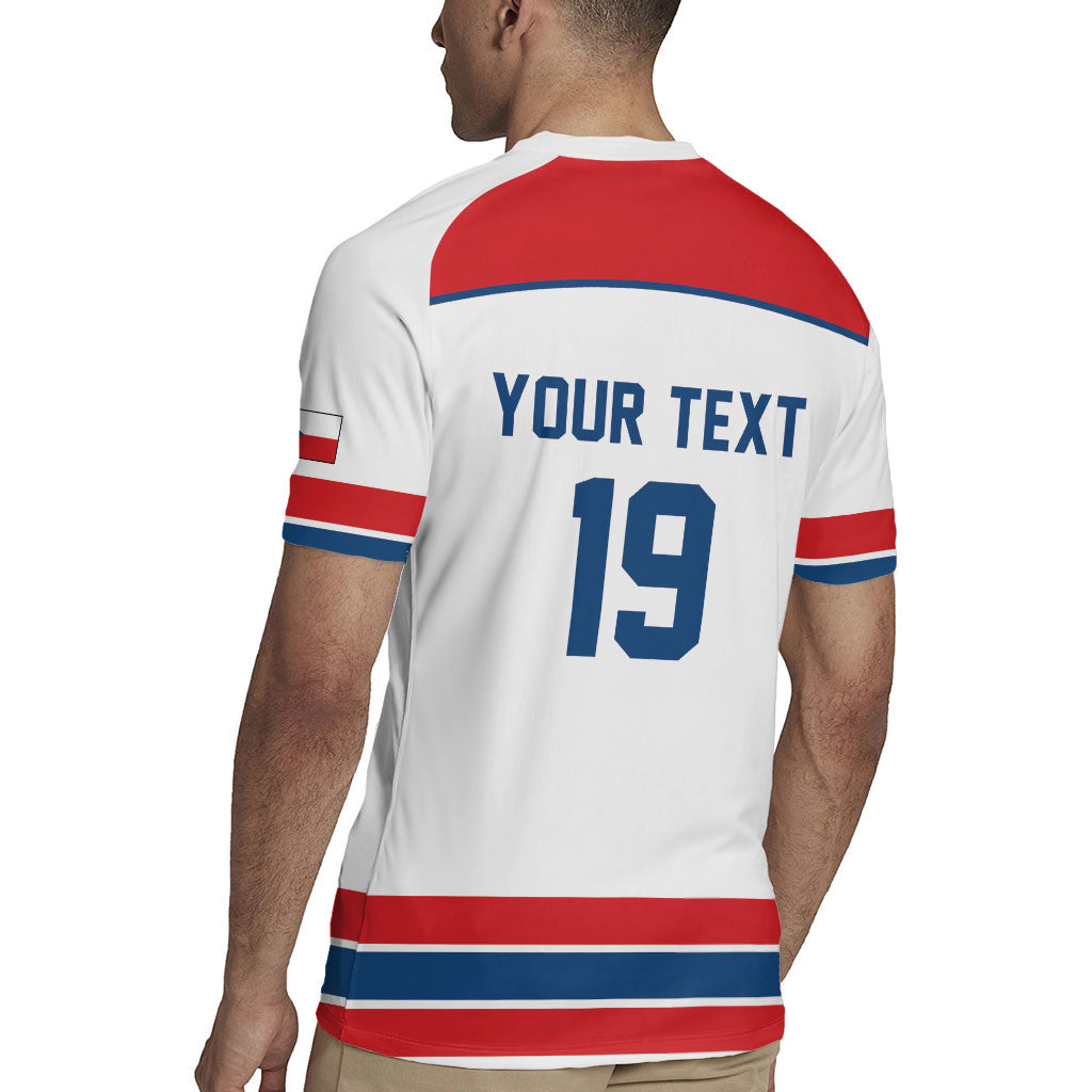 Czech Republic Ice Hockey Custom Rugby Jersey Czechia Lion Shield White Version