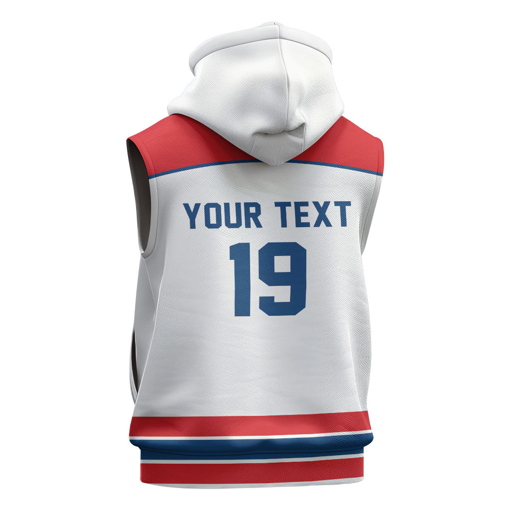 Czech Republic Ice Hockey Custom Sleeveless Hoodie Czechia Lion Shield White Version