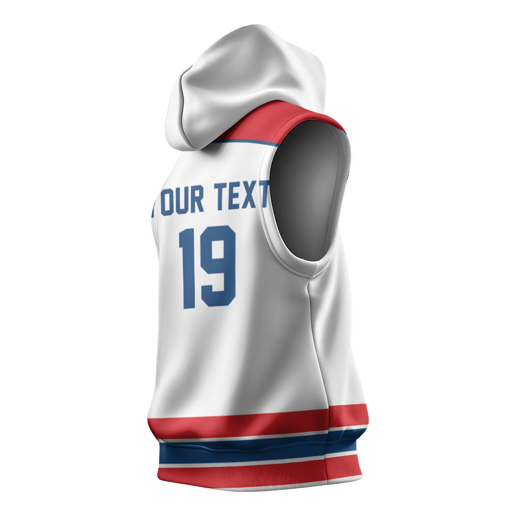 Czech Republic Ice Hockey Custom Sleeveless Hoodie Czechia Lion Shield White Version
