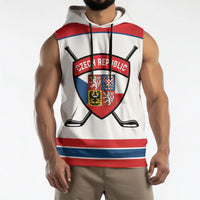 Czech Republic Ice Hockey Custom Sleeveless Hoodie Czechia Lion Shield White Version