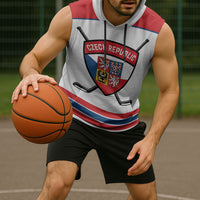 Czech Republic Ice Hockey Custom Sleeveless Hoodie Czechia Lion Shield White Version