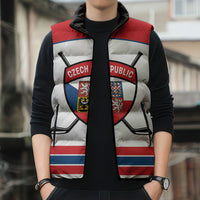 Czech Republic Ice Hockey Custom Sleeveless Puffer Jacket Czechia Lion Shield White Version