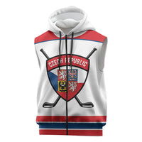 Czech Republic Ice Hockey Custom Sleeveless Zip Hoodie Czechia Lion Shield White Version