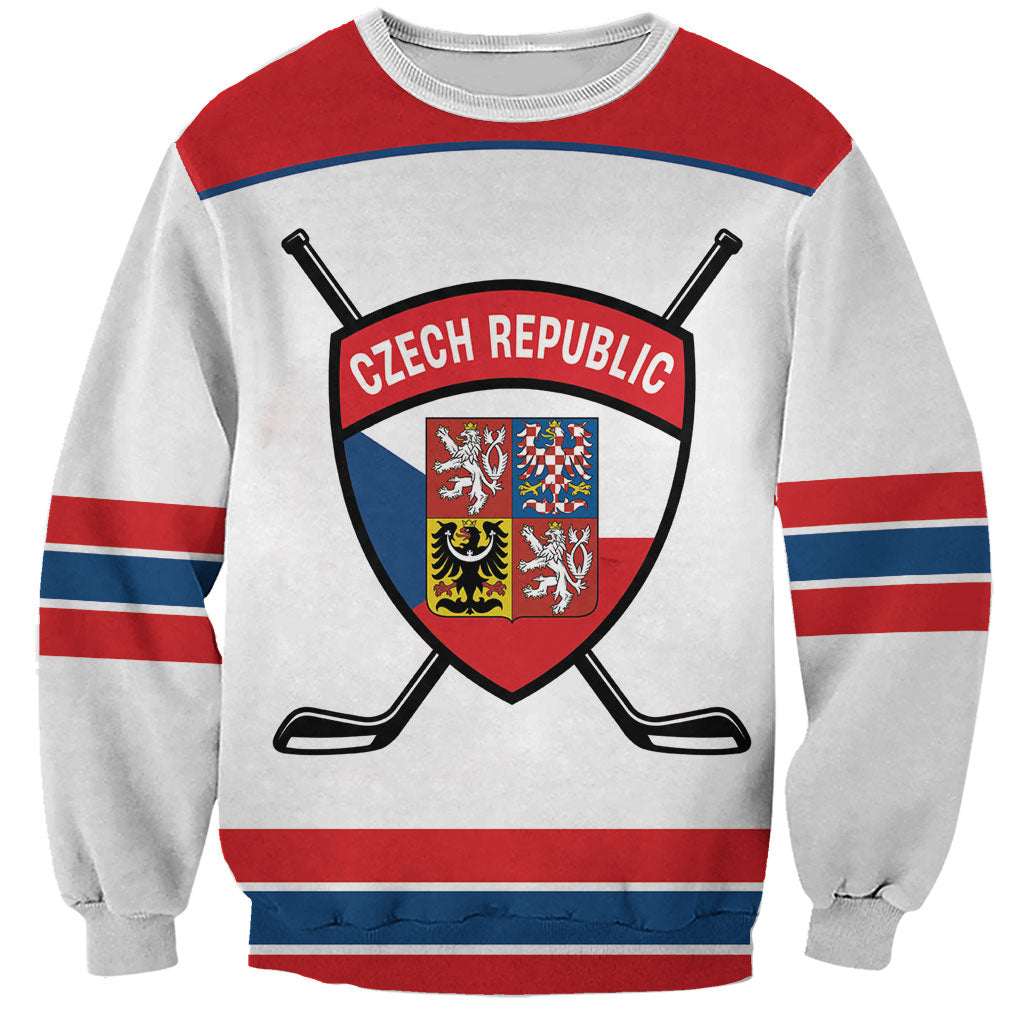 Czech Republic Ice Hockey Custom Sweatshirt Czechia Lion Shield White Version