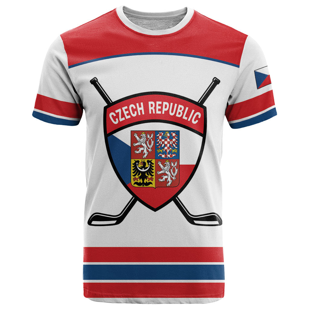 Czech Republic Ice Hockey Custom T Shirt Czechia Lion Shield White Version